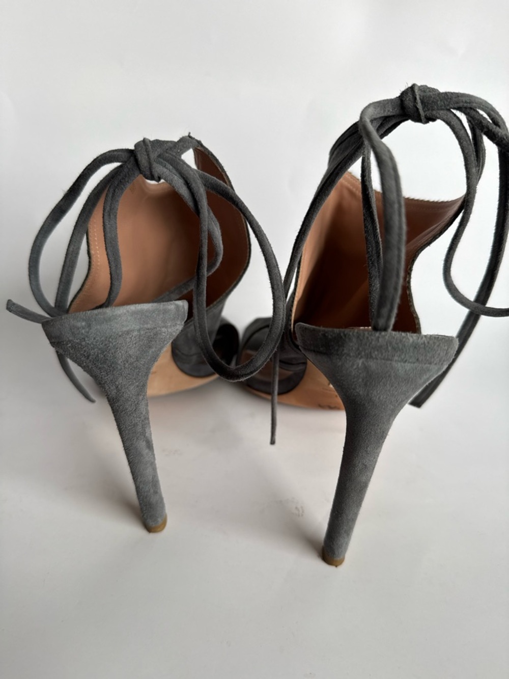 Hugo Boss Women’s Grey Suede Peep-Toe Lace-Back Heels in size EUR 38 /24 cm - Picture 5 of 8